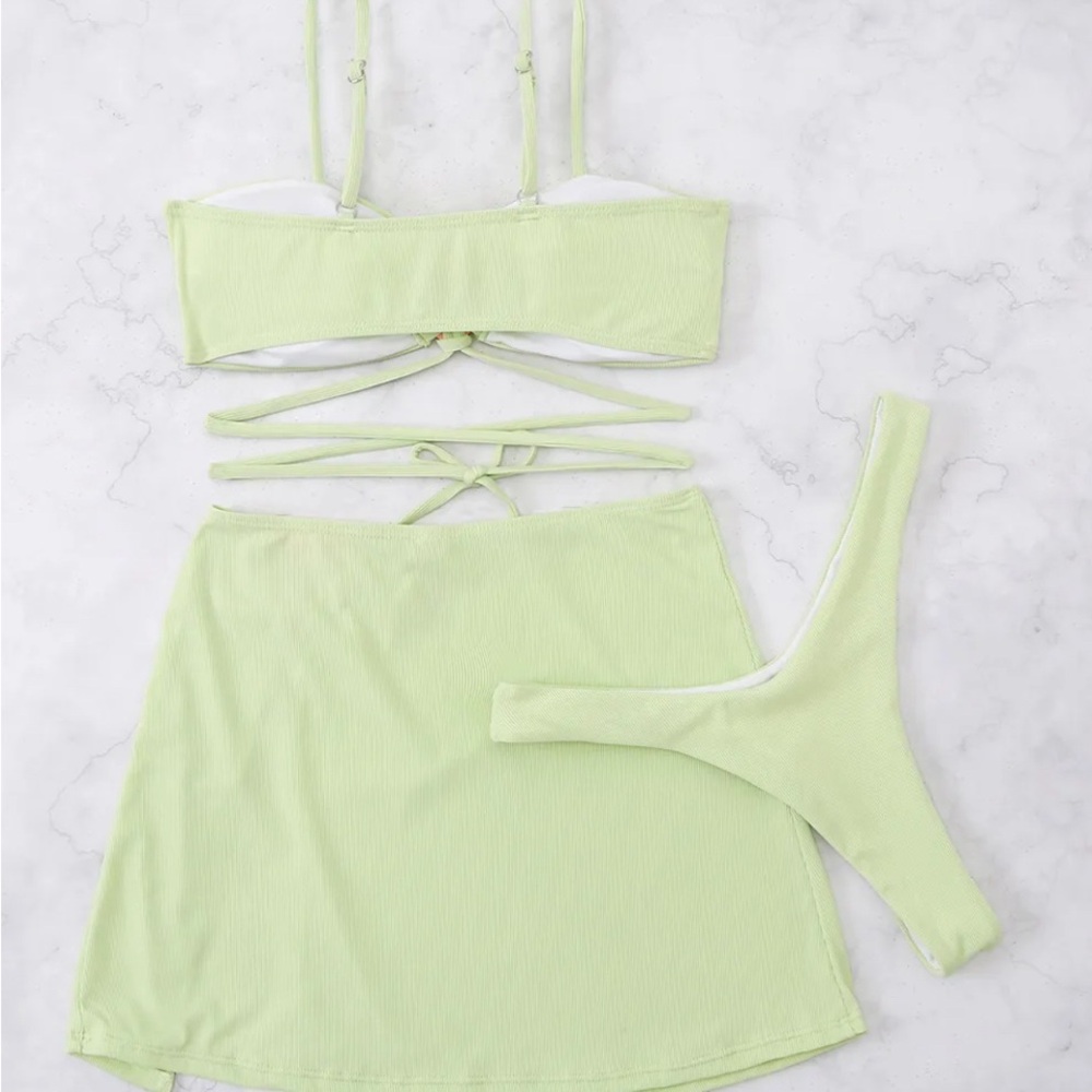 Three piece bikini sexy mint color